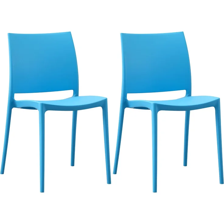 CLP 2er Set Gartenstühl Meton mit Lehne stapelbar wetterfest UV-beständig bis 150 kg,blau
