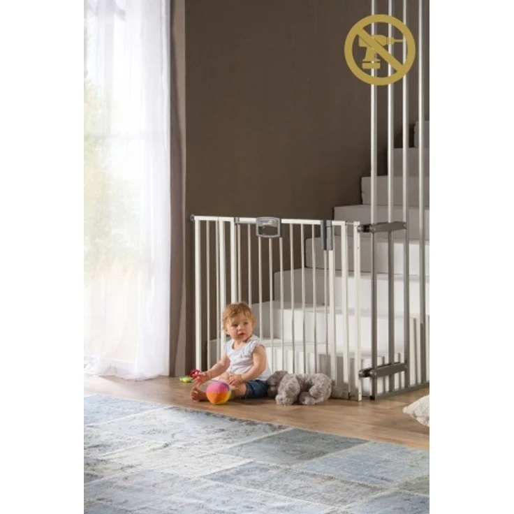 Geuther Türschutzgitter 'Easylock Plus' zum Klemmen für Öffnungen, Metall, Weiß, 84,5 - 92,5 cm – Bild 8