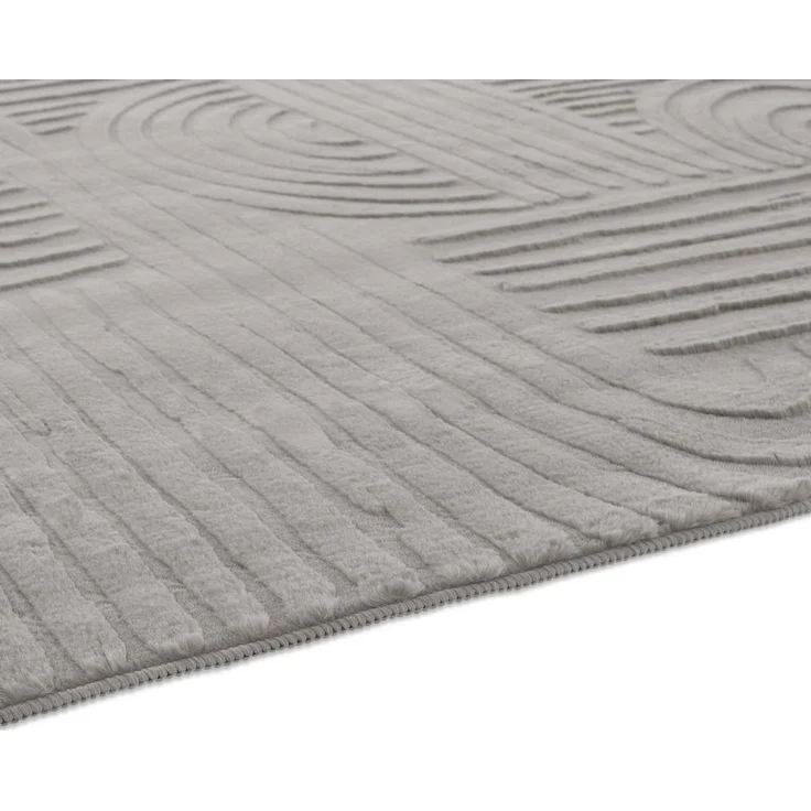 TaraCarpet Teppich Taipe-Onda Hasenfell extra weich Hoch-Tief-Struktur, rechteckig, Höhe: 13 mm, Hasenfell Fliese grau Wohnzimmer Schlafzimmer Esszimmer 240X340 – Bild 4
