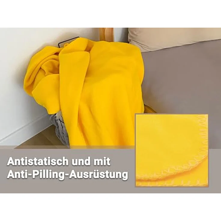 Zollner Kuscheldecke, Gelb, 130x170 cm, Oeko-Tex® Standard 100, Pflegeleicht und Gemütlich – Bild 5