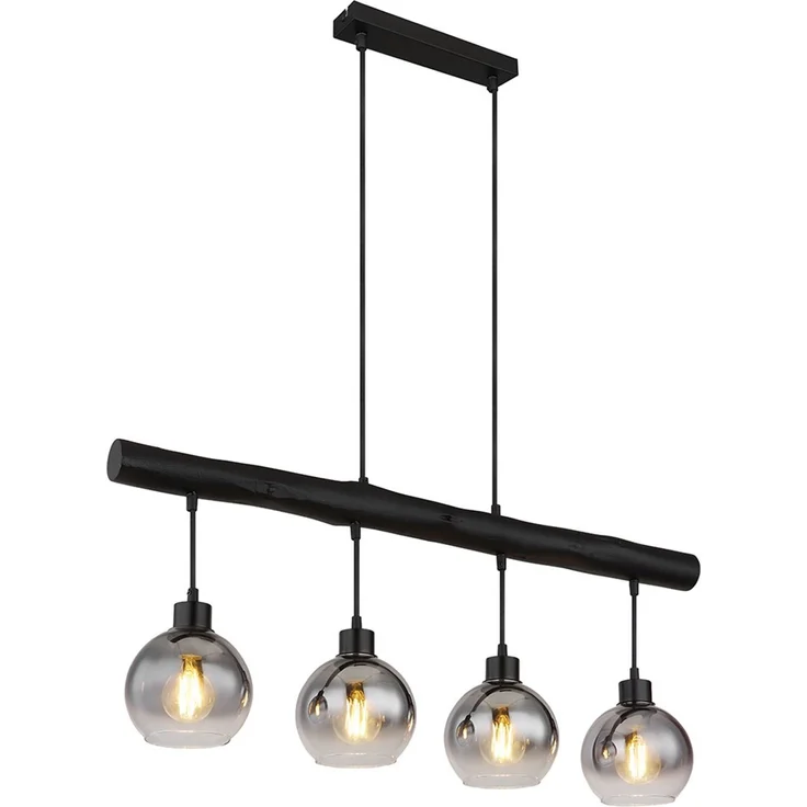 LED Hängeleuchte, Glas rauch, schwarz, Höhenverstellbar, L 85 cm – Bild 6