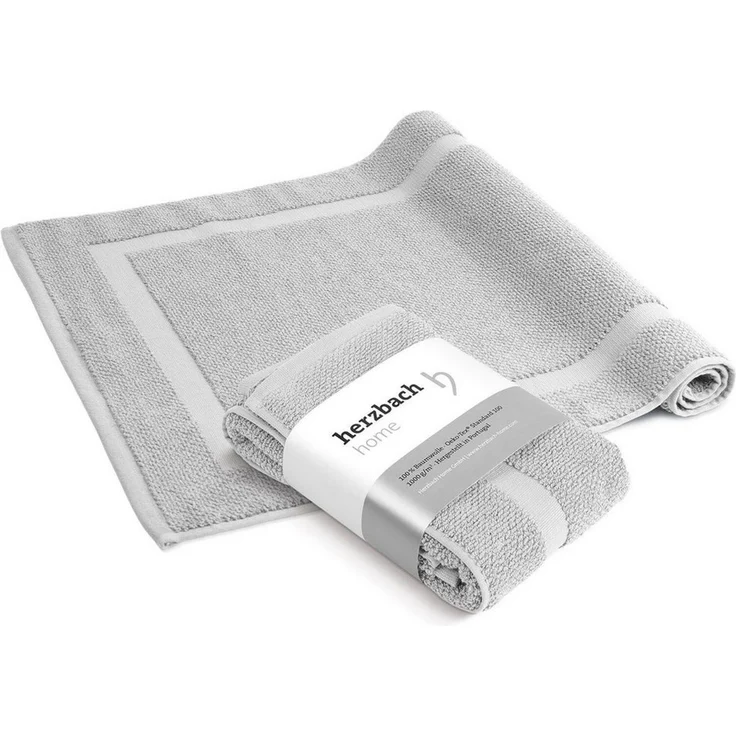 herzbach home Badematte Spa 50x80 cm, Baumwolle, Rechteckig, 2er Set, 1000g/m², Premium-Qualität, 100% Baumwolle, mit Bordüre – Bild 5