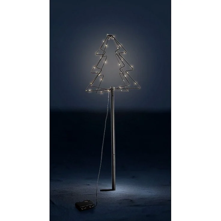 80 cm LED Gartenfigur Baum aus Metall Lichterbaum Batterie Leuchtbaum In-Outdoor