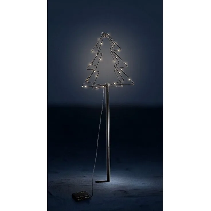 80 cm LED Gartenfigur Baum aus Metall Lichterbaum Batterie Leuchtbaum In-Outdoor