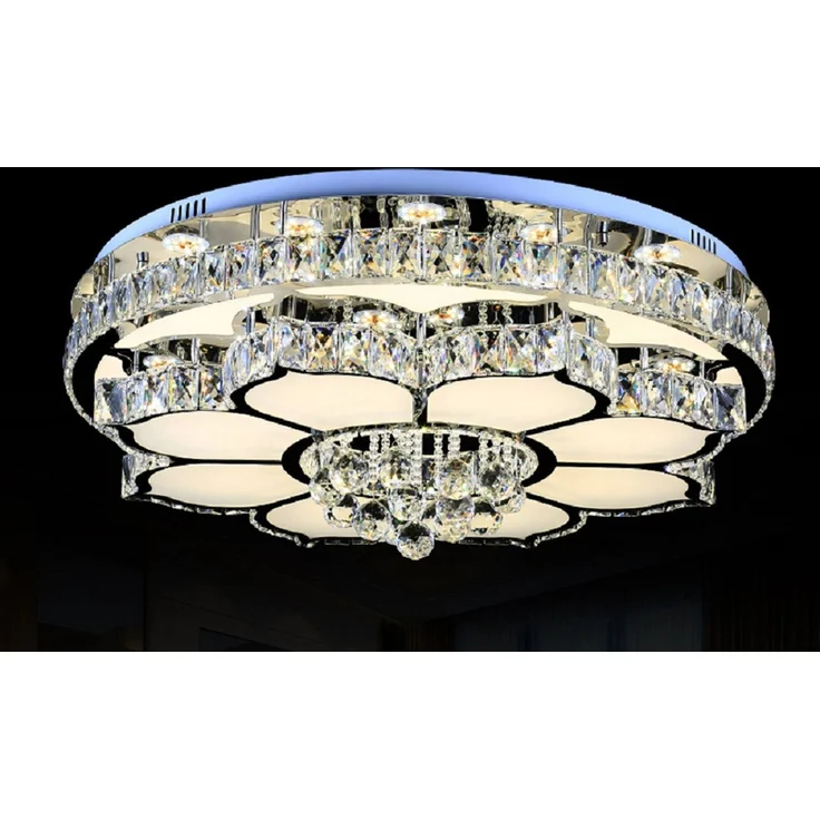 Euroton LED Deckenleuchte LED Pendelleuchte mit Fernbedienung Kristall Edelstahl energiesparend, LED fest integriert, Neutralweiß, Kaltweiß, Warmweiß, Mit Fernbedienung steuerbar – Bild 4
