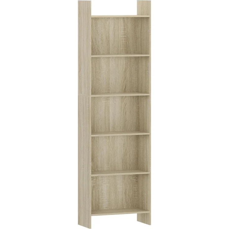 Bücherregal, Regal, Standregal, Büroregal, mit 6 Fächern, offen, für Wohnzimmer, Arbeitszimmer, Büro, als Raumteiler, 24 x 48 x 170 cm, Eichenbeige – Bild 2