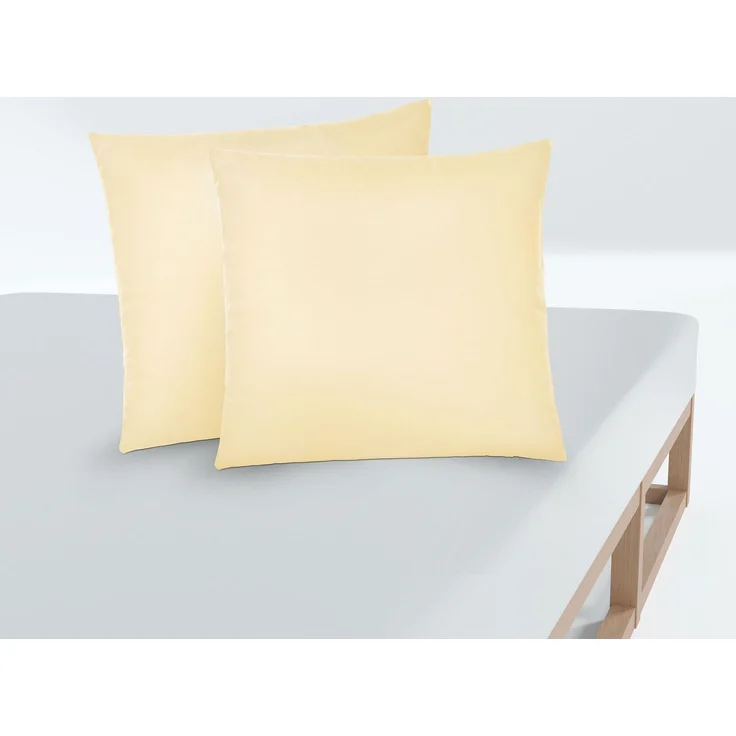 biberna Feinjersey-Kissenbezug, 2-teilig, gelb, 40x40 cm – Bild 3