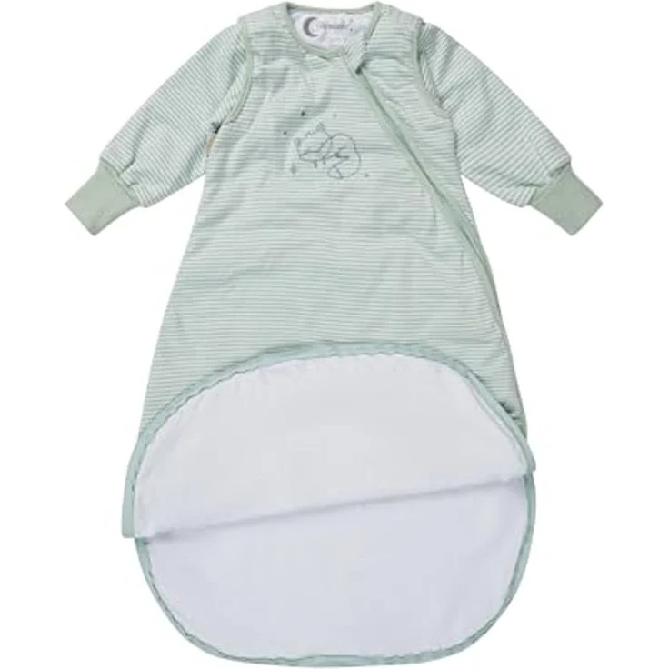 Sterntaler Schlafsack mit Armen 90 cm Fuchs Filou – Unisex Schlafsack aus Jersey, leicht wattiert, 1,0 TOG, abnehmbare Ärmel mit Stulpen, 2‑Wege-Reißverschluss, Stickerei, Eisgrün, 90 cm – Bild 3