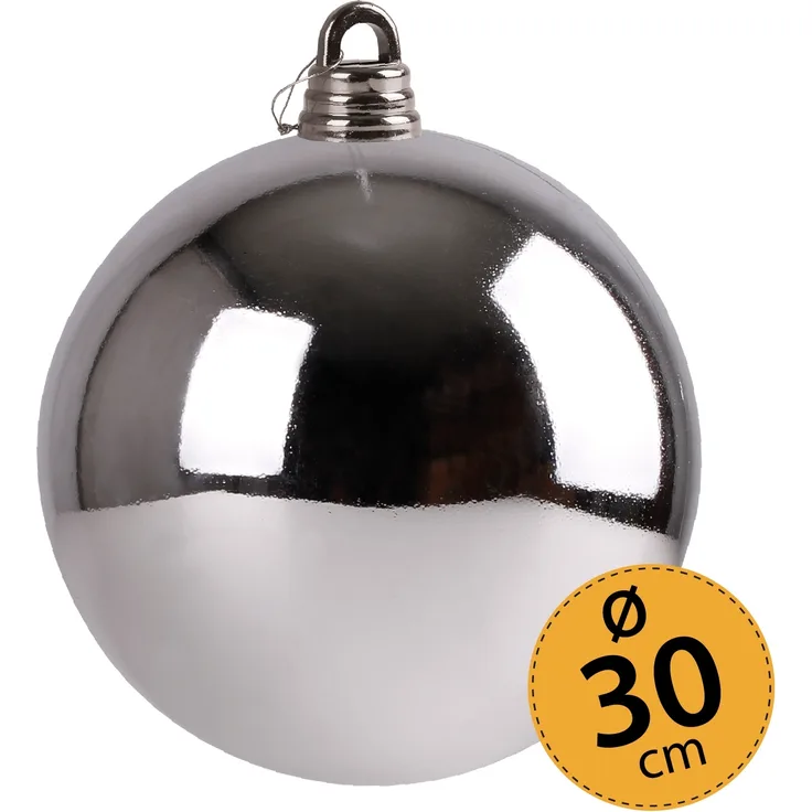Christbaumkugel silber Weihnachtskugel ⌀ 30 cm Baumschmuck Deko-Kugel glänzend