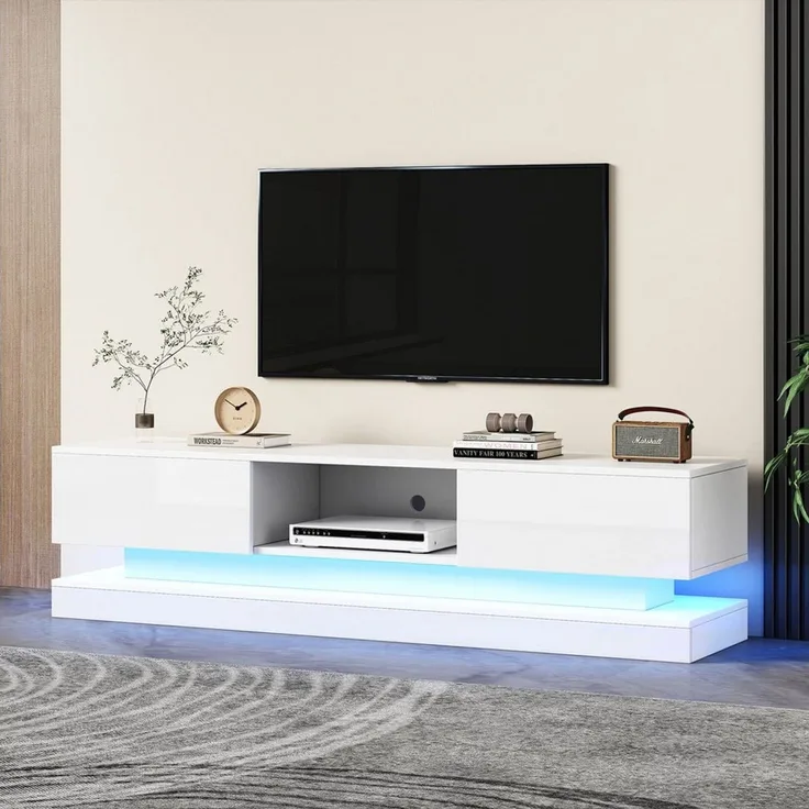 STILVORA Lowboard mit LED&Schubladen,TV-Schrank TV-Ständer Hochglanz mit Kippschutz (TV-Schrank hochglanz, TV-Board, 1 St, Breite:160cm), mit LED-Beleuchtung, 2 Schubladen, App-Steuerung, Anti-Kipp-Design
