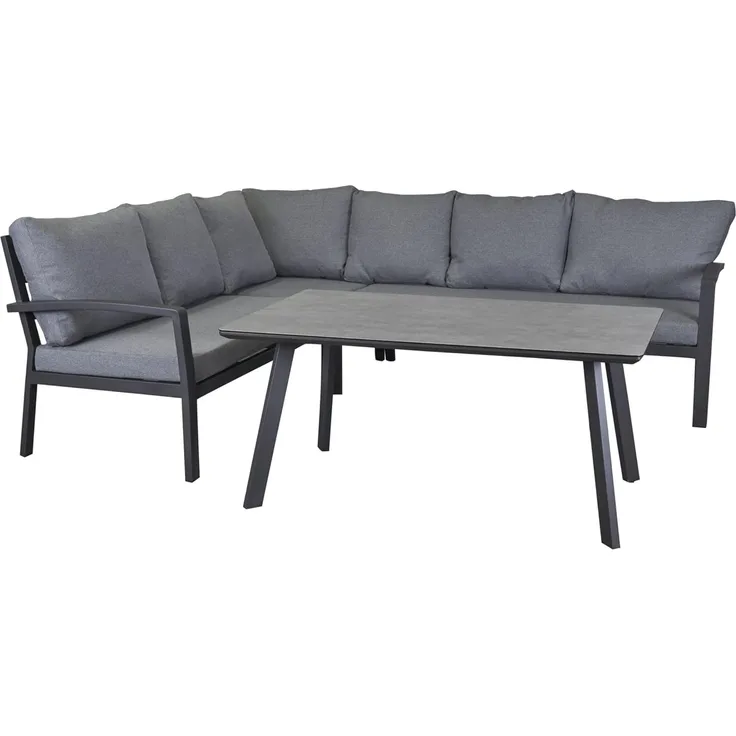 BONDINO Speiseloungeset, inkl. Sitzkissen in hellgrau best. aus 3-Sitzer, 2-Sitzer, Ecke+Tisch