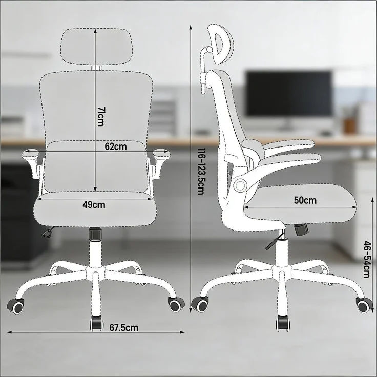 Faumrta Bürostuhl,Hohe Rückenlehne Konferenzstuhl,Atmungsaktiver Computerstuhl,Bequemer Spielstuhl,Bürostuhl mit R?dern(nur mit Bürostühlen)Foam,Metal+Mesh,PU67.5cm*62cm*123.5cmSchwarz – Bild 5