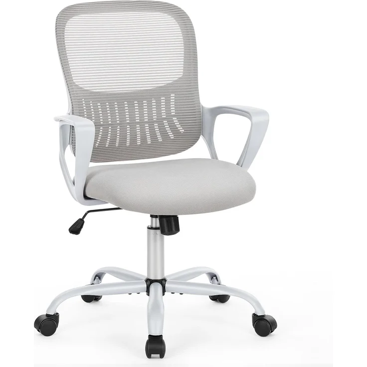 Sweetcrispy Bürostuhl Ergonomisch, Schreibtischstuhl mit Lendenwirbelstütze, Verstellbaren Armlehnen Drehstuhl, Höhenverstellbarer Office Chair, Bürostühle Geeignet für Büro und Schlafzimmer (Grau) – Bild 1