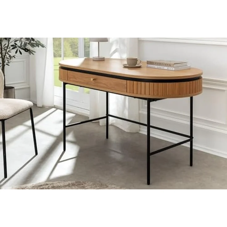 riess-ambiente Schreibtisch ATELIER 120cm natur/schwarz - Eiche, furniert, Schublade, Home Office (Einzelartikel, 1-St), Moderner Konsolentisch - idealer Allrounder f. Wohn- und Arbeitszimmer – Bild 5