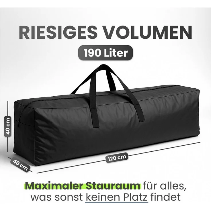 Amari Aufbewahrungstasche Weihnachtsbaumtasche XXL 120×40×40 cm, für künstliche Bäume bis 220 cm (Christbaumtasche), Tannenbaum & Weihnachtsdeko Aufbewahrung, reißfest mit Tragegriffen – Bild 2