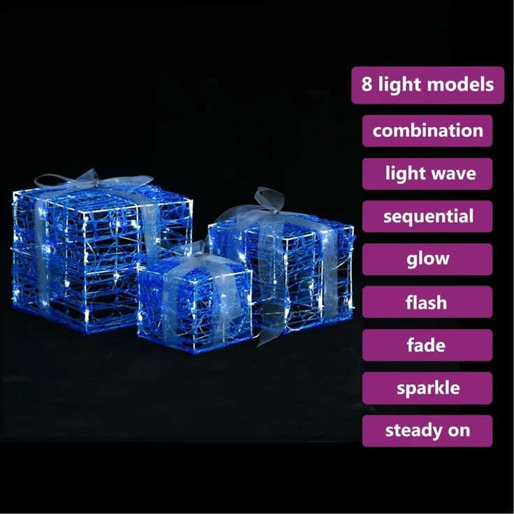 vidaXL LED-Geschenkboxen 3 Stk. Weihnachtsdekoration Kaltweiß 328791 – Bild 2