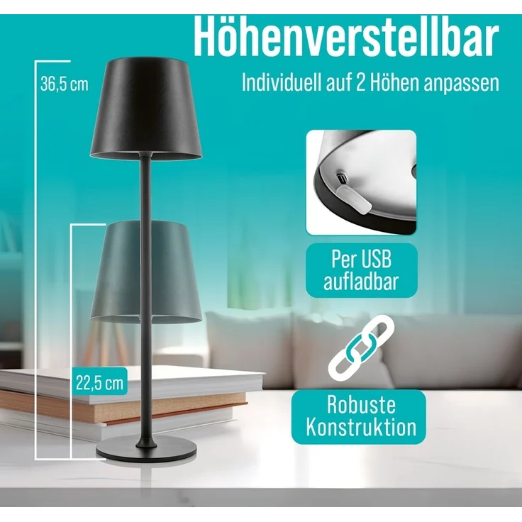 EASYmaxx LED-Tischlampe Touch 2W schwarz mit USB-C Anschluss – Bild 2