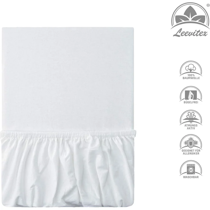 leevitex® Spannbettlaken für Topper – weich, anschmiegsam, pflegeleicht & ideal zum Wohlfühlen, Gummizug: Rundum-Gummizug, 100 % Baumwolle, 18 cm Steghöhe – Bild 3