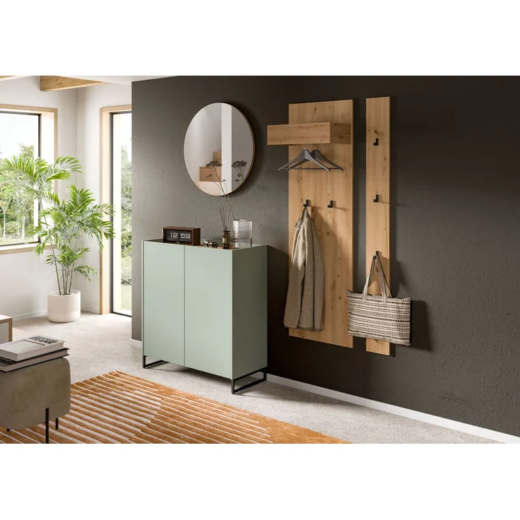Schuhkommode B/H/T: 97x90x38 cm in Salbei Nachbildung und Artisan Oak Nachbildung – Bild 5