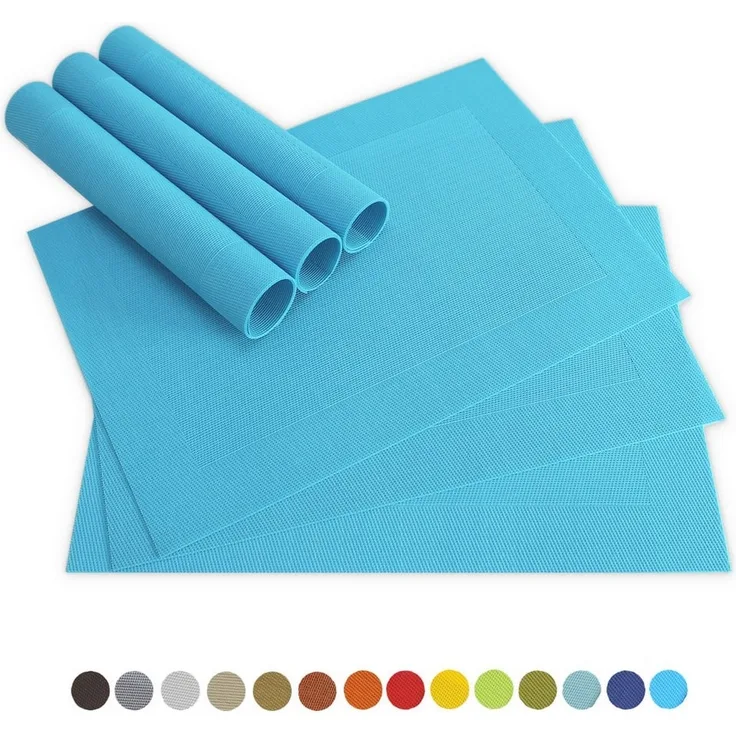 matches21 HOME & HOBBY Platzset Tischsets BORDA 6er Set Türkis-blau als Tischuntersetzer, (6-St), Abwaschbare Platzsets als Tischunterlagen für Ess-Tisch Tisch-Deko