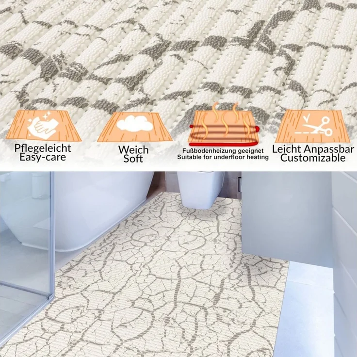 ANRO Schaum-Badematte Anti-Rutsch-Matte für Bad Weichschaummatte Badezimmer Premium, Höhe 5 mm, strapazierfähig, Drainage Effekt, Rillen, wasserdurchlässig, rutschhemmend, pflegeleicht, Weich, fußbodenheizungsgeeignet, schnell trocknend, Rutschhemmend,... – Bild 2