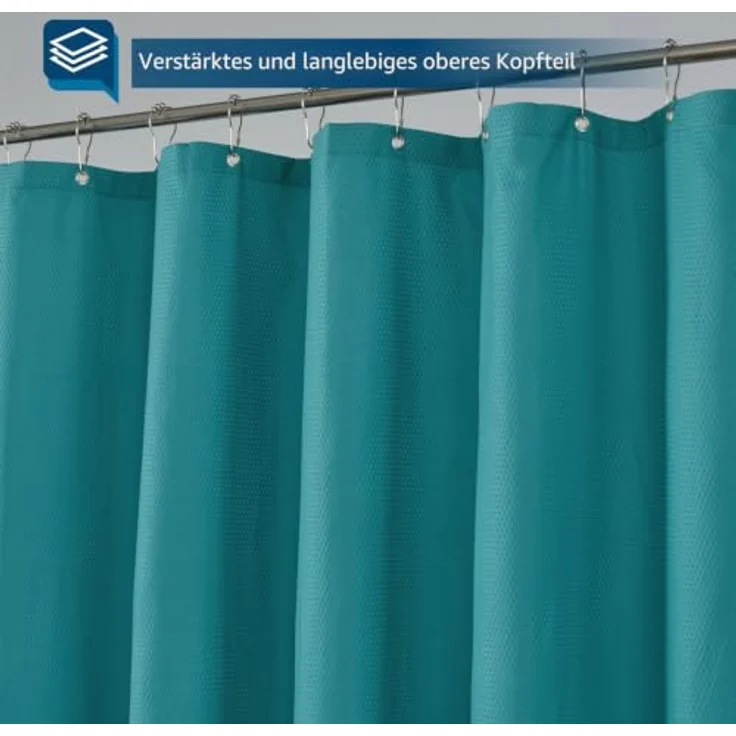 Barossa Design Weicher Mikrofaser-Duschvorhang oder Vorhang, Hotelqualität, maschinenwaschbar, wasserabweisend, Türkis, 178 x 183 cm – Bild 5