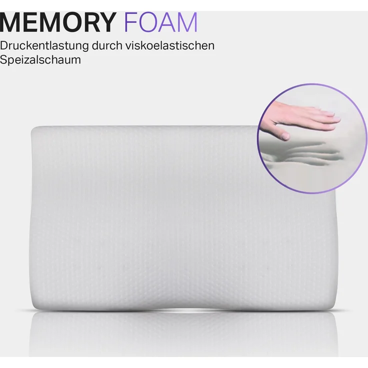 Kopfkissen mit Memory Foam und abnehmbaren Bezug Stützkissen Premiun - 36x57cm – Bild 3
