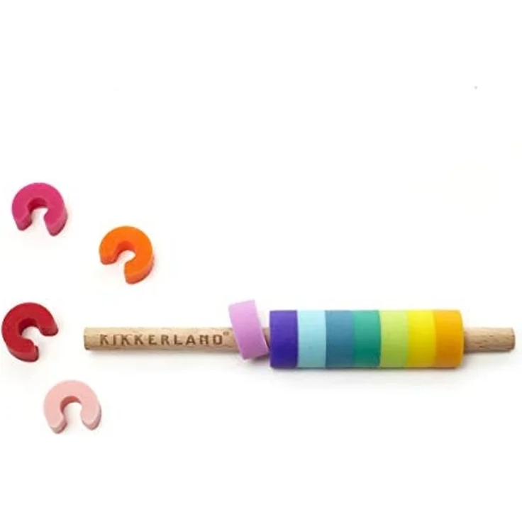 Kikkerland Küchenorganizer-Set Farben Glasmarkierer mit Holzstab im 12er Set – Bild 1