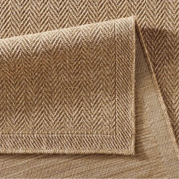 TaraCarpet Teppich Outdoor & Indoor Teppich wetterfest Borneo Sisal-Jute-Optik naturfarbe, rechteckig, Höhe: 10 mm, Kurzflor Fischgrät In & Outdoor Balkon Terrasse Wohnzimmer 120x170 – Bild 3