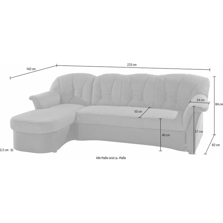 DOMO collection Ecksofa ELVA 233x142 cm, elegante Rückensteppung, bequem, L-Form, whlw. mit Bettfunktion und Federkern – Bild 4