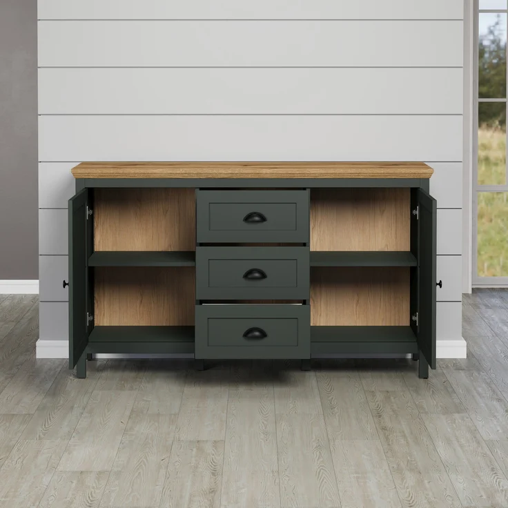 Kommode >Stanton< in Tannengrün / Eiche - 146x86x45cm (BxHxT) – Bild 3
