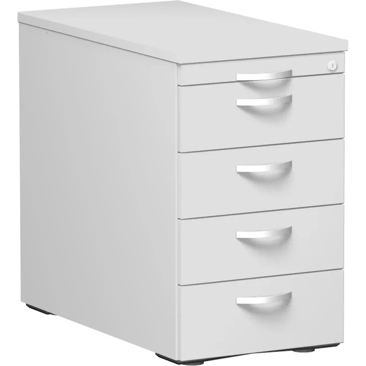 Standcontainer mit 4 Metall-Schubfächern und Utensilienschubfach, 44x80cm, Lichtgrau