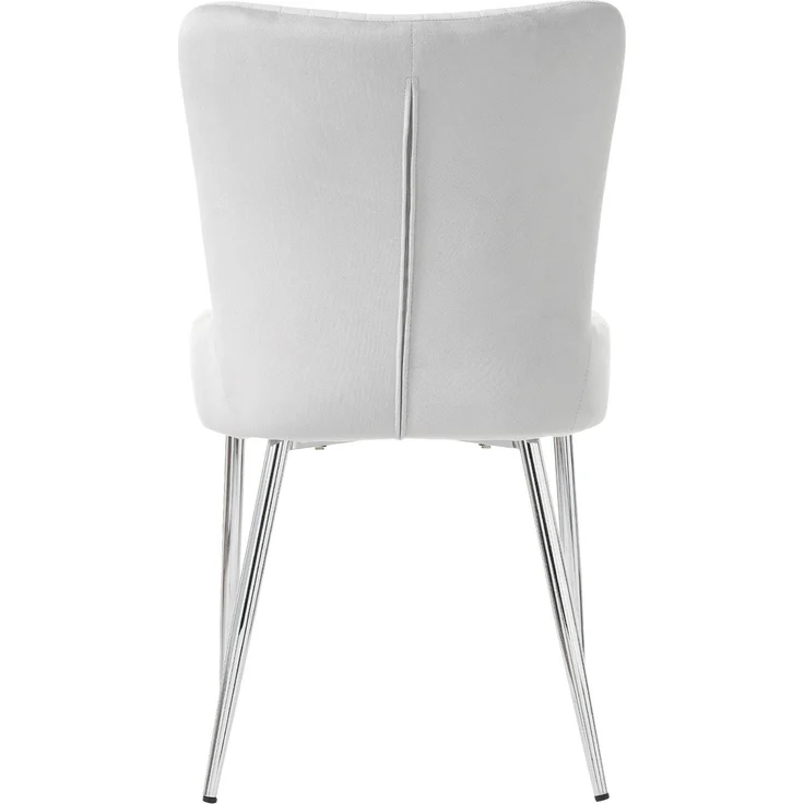 Merax Samt-Esszimmerstuhl, 4er-Set, luxuriös, Wohnzimmer, Schlafzimmer, Lounge-Stuhl mit vier Silberne Metallstützbeinen, Lendenwirbelstütze, Grau – Bild 9