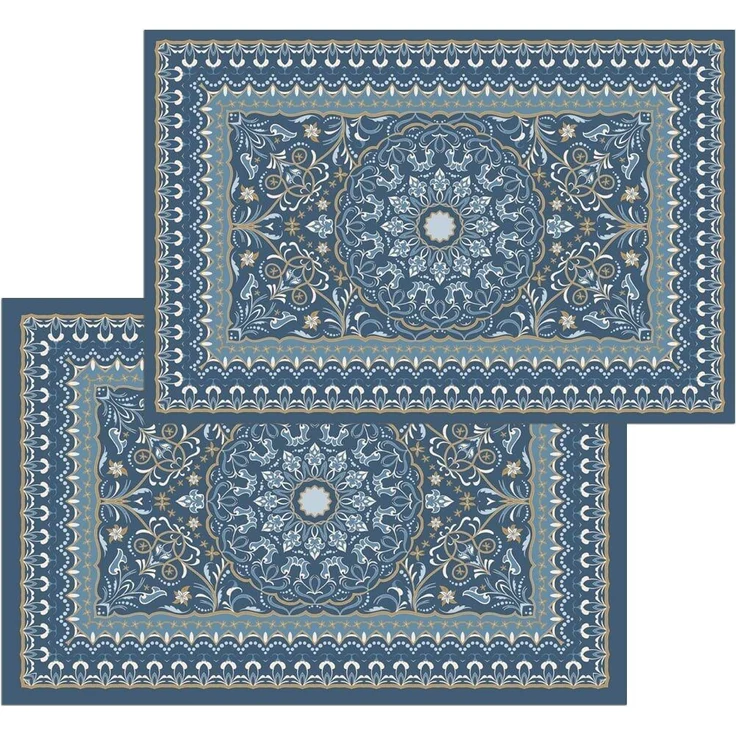 matches21 HOME & HOBBY Fußmatte Türmatte Vintage Floral blau in 40x60 cm als Fussabtreter, rechteckig, Höhe: 5 mm, Rutschfester Türvorleger für innen als waschbare Schmutzfangmatte – Bild 2