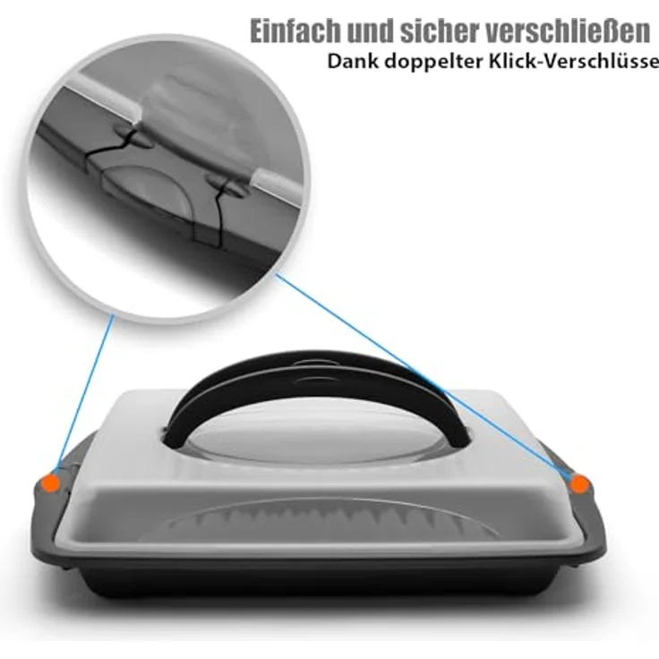 BigDean 2 Stück Kuchen Transportbox mit 2 Tragegriffen Rechteckig ideal für Blechkuchen – Muffin Transportbox Made in Germany – Bild 5
