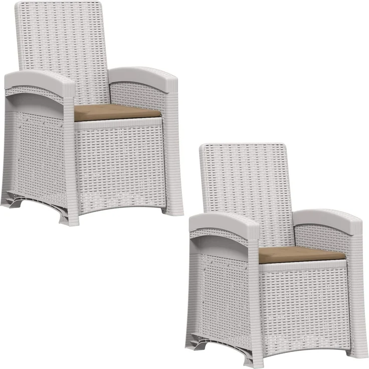 vidaXL Liegesessel Garten Rattan-Optik 2 Stk. Weiß und Taupe PP 8012026 – Bild 2