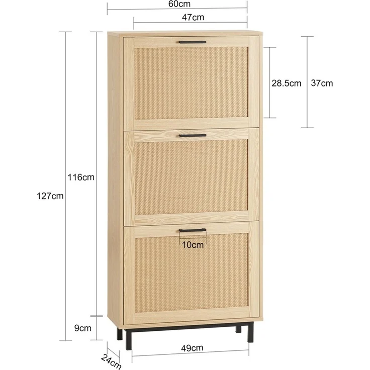 SoBuy FSR155-N Schuhschrank, Spanplatte, Melamin, Helle Eiche, 50 x 90 x 19 cm – Bild 3