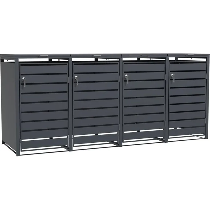 ESTEXO Mülltonnenbox mit 4 Türen, verzinkter Stahl anthrazit, 132 x 80 x 116 cm