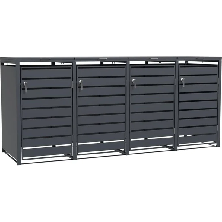 ESTEXO Mülltonnenbox mit 4 Türen, verzinkter Stahl anthrazit, 132 x 80 x 116 cm – Bild 1