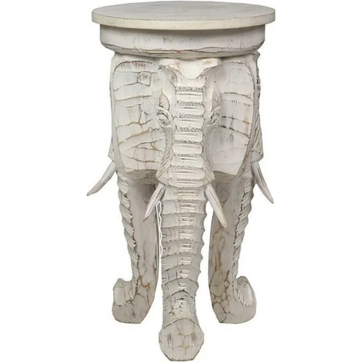 Oriental Galerie Blumenhocker Weißer Rundhocker Elefant 60 cm (1 St) – Bild 4
