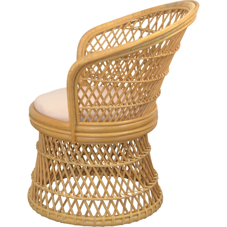Rattansessel, Thron, Loungesessel aus Rattan handgeflochten, beige, inkl. Kissen – Bild 4