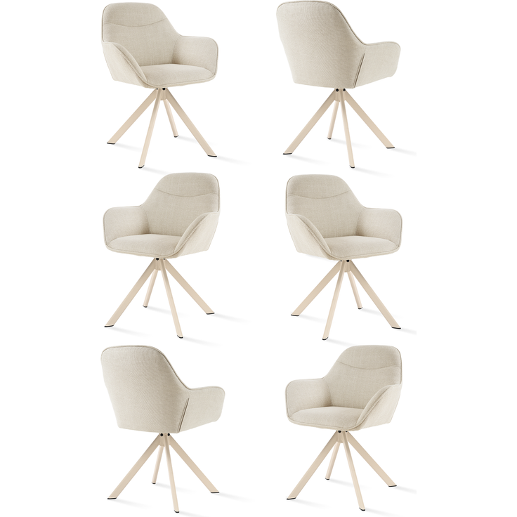 6er-Set Esszimmerstühle GOEURVANT 1370, 360° Drehbar, Webstoff, beige, 83 x 52,5 x 62 cm – Bild 5
