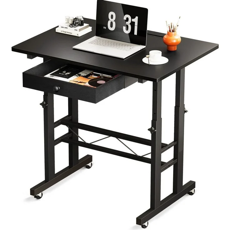 GTPLAYER Eckschreibtisch Höhenverstellbarer Schreibtisch, Computertisch Laptoptisch, mit Schubladen,Tisch höhenverstellbar 80 * 50*(73-115) cm – Bild 1