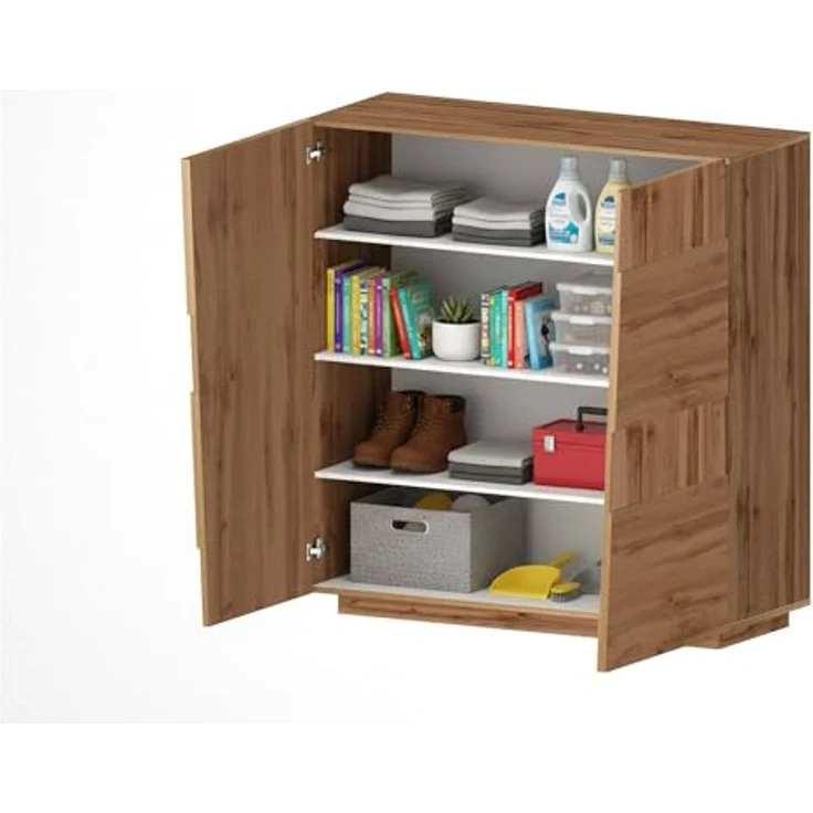 Dmora - Mehrzweckgarderobe 2-türiger Zulimo, Multifunktionsschrank, 2-türiger Schrank, 120x44h126 cm, Eiche – Bild 3