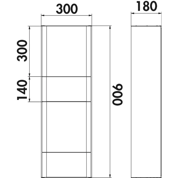 Naber 8041235 transFORM Solitärregal, 900 x 300 x 180 mm (H x B x T) für Regalsystem, schwarz matt – Bild 2