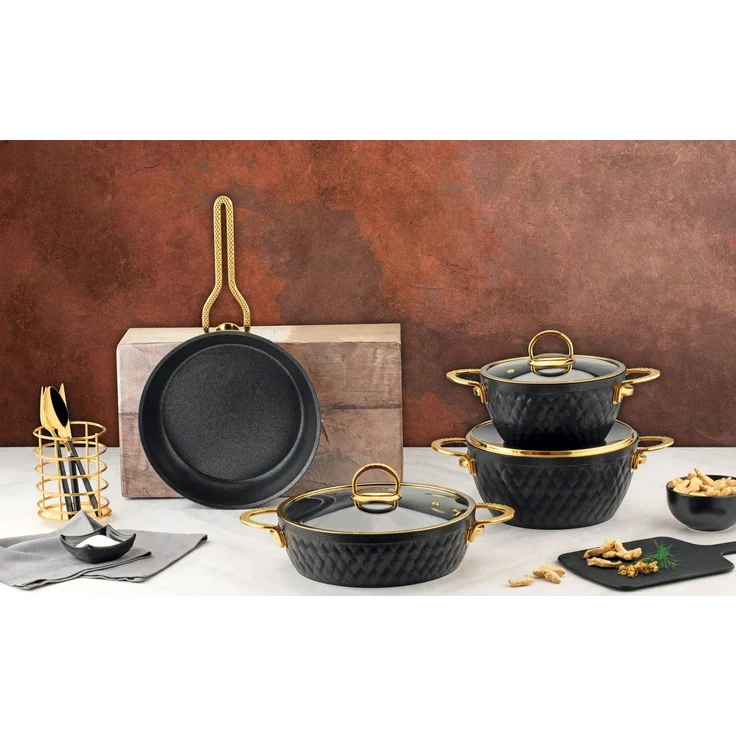 Hermia Concept 'İnci6042' Topfset (7-teilig), Schwarz, Ø 26 cm, 4 l