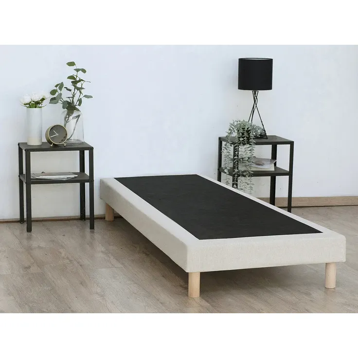 Vente-unique - KOZANI Lattenrost und Bettrahmen Stoff Beige - B 90 cm x H 23 cm x L 190 cm
