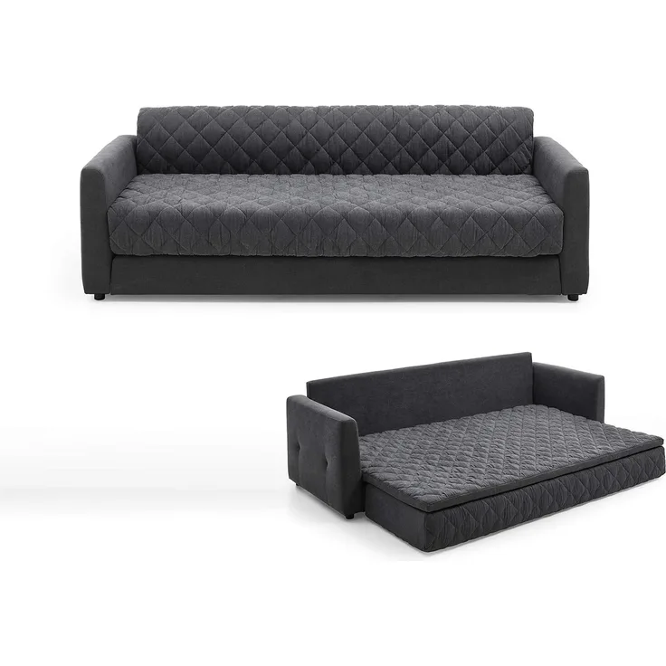 Atlantic Home Collection Kelly, dunkelgrau Schlafsofa mit Taschenfederkern und praktischem Topper, 226 x 86 x 78 cm (BxTxH)