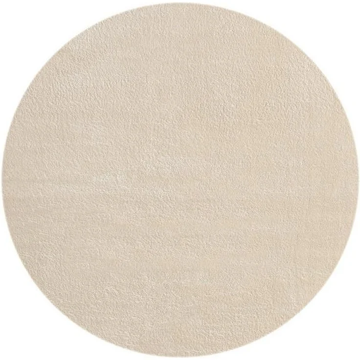 the carpet Relax Moderner Flauschiger Kurzflor Teppich, Anti-Rutsch Unterseite, Waschbar bis 30 Grad, Super Soft, Felloptik, Beige, 120x120 cm Rund – Bild 4