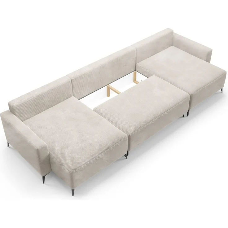 Wohnlandschaft mit Schlaffunktion SILVES Sofa U-Form Stoff Poso Blau – Bild 3